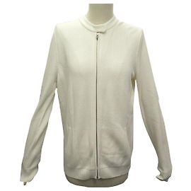 NEW LORO PIANA GIACCA CON ZIP IN SETA E COTONE ECRU 48 GILET GIACCA M Crudo