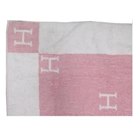 Hermès-HERMES AVALON BATH TOWEL PINK PINK COTTON BEACH TOWEL-Pink