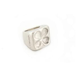 Chanel-CHANEL CLEFLE T RING53 Solid silver 925 58GR SILVER STERLING CLOVER RING-Silvery