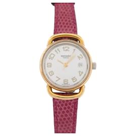 Hermès OROLOGIO PULLMAN HERMES VINTAGE 24OROLOGIO DA DONNA IN ACCIAIO DORATO MM TARGA ORO E QUARZO D'oro