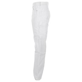 Valentino Garavani-Jeans Valentino a vita alta a gamba larga in cotone bianco-Bianco