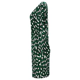 Diane Von Furstenberg-Product name: Diane Von Furstenberg Muriel Long Sleeve Leopard Print Midi Dress in Green Silk-Other