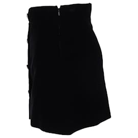 Miu Miu-Minifalda con botones Miu Miu en terciopelo negro-Negro