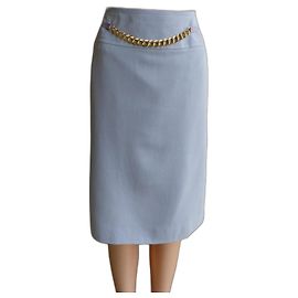 Céline Wool Skirt Grey Light Blue Gold Chain Grey Light blue