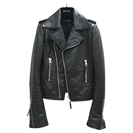 Chanel-Balenciaga Black Leather Moto Jacket-Black