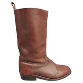 inconnue-Vintage all leather boots size 41-Brown