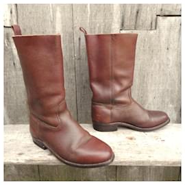 inconnue-Vintage all leather boots size 41-Brown