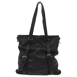 Prada-PRADA Tote Bag Leather Black Auth 68223-Black