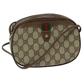 Gucci-GUCCI GG Supreme Web Sherry Line Shoulder Bag Beige 007 754 6112 Auth yk11168-Beige