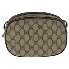 Gucci-GUCCI GG Supreme Web Sherry Line Shoulder Bag Beige 007 754 6112 Auth yk11168-Beige