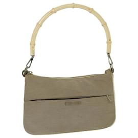 Gucci-GUCCI Bamboo Hand Bag Canvas Beige 001 3865 auth 68021-Beige