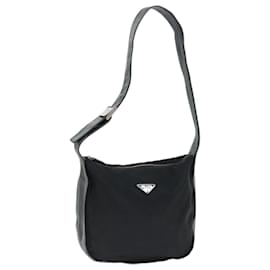 Prada-PRADA Shoulder Bag Nylon Leather Black Auth 68336-Black