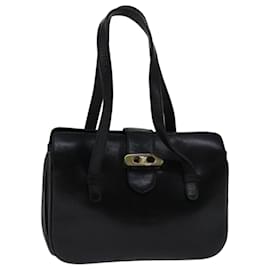 Céline-CELINE Hand Bag Leather Black Auth 68292-Black