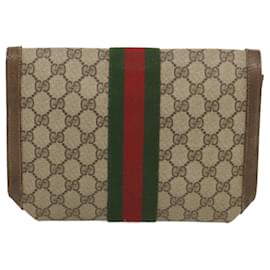 Gucci-GUCCI GG Supreme Web Sherry Line Clutch Bag PVC Beige 41 014 3087 Authentifizierungs-ac2797-Beige
