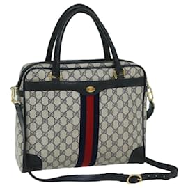 Gucci-GUCCI GG Supreme Sherry Line Handtasche PVC  2way Marinerot 904 02 015 Auth 68271-Rot,Marineblau