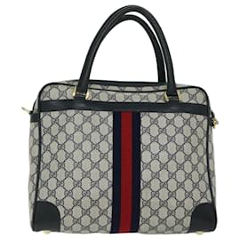 Gucci-GUCCI GG Supreme Sherry Line Hand Bag PVC 2way Navy Red 904 02 015 auth 68271-Red,Navy blue
