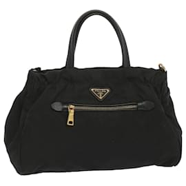 Prada-PRADA Hand Bag Nylon Black Auth 67981-Black