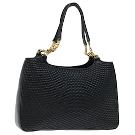 Bally-BALLY Quilted Chain Tote Bag Leather Black Auth yk11198-Black