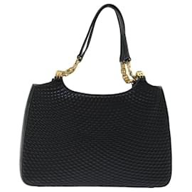 Bally-BALLY Quilted Chain Tote Bag Leather Black Auth yk11198-Black