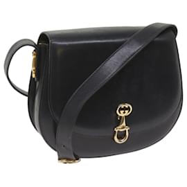Gucci-GUCCI Shoulder Bag Leather Navy Auth ep3626-Navy blue