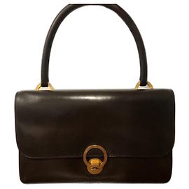 Sac à main Hermès Ring en cuir marron Marron foncé