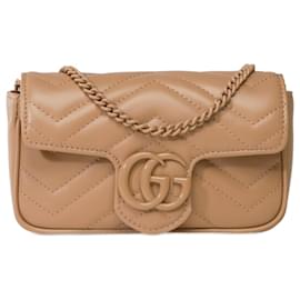 Gucci-GUCCI GG Marmont Bag in Beige Leather - 101784-Beige