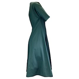 Autre Marque-Vestido midi de algodão com manga curta verde escuro Marni-Verde
