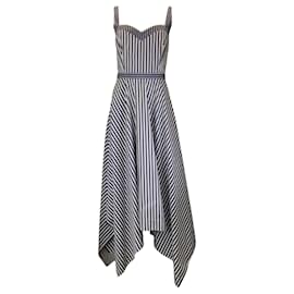 Autre Marque-Duncan Blue / White Striped Stella Midi Dress-Blue