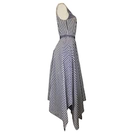 Autre Marque-Duncan Blue / White Striped Stella Midi Dress-Blue