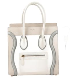 Céline-CELINE Shiny Smooth calf leather Micro Tri-Color Luggage Natural-Beige