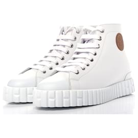 Hermès-HERMES Calfskin Womens Climb Sneakers 38 White-White