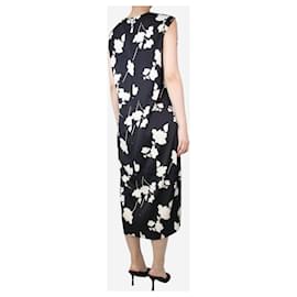 Autre Marque-Black pinstripe floral Cady midi dress - size UK 10-Black