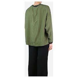 Autre Marque-Blusa de seda verde con cuello redondo - talla S-Verde