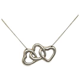 Tiffany & Co-Tiffany Silver Triple Open Heart Pendant Necklace-Silvery