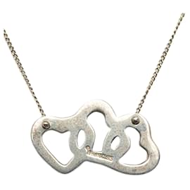 Tiffany & Co-Tiffany Silver Triple Open Heart Pendant Necklace-Silvery