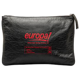 Balenciaga-Balenciaga Black Europa Leather Pouch-Black