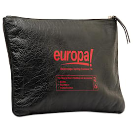 Balenciaga-Balenciaga Black Europa Leather Pouch-Black