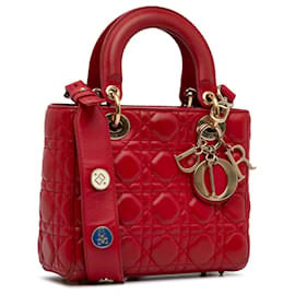 Dior-Dior Cannage pequeño de piel de cordero rojo My ABCDior Lady Dior-Roja