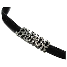 Dior-Dior J'Adior Choker-Halskette aus schwarzem Kristall und Samt-Schwarz,Silber