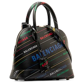 Balenciaga-Balenciaga Bolso satchel con asa superior Ville S con logotipo negro-Negro