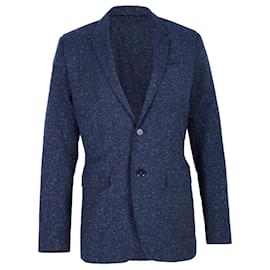 Burberry-Burberry Slim Fit Flecked Twill Jacket in Navy Blue Wool-Blue,Navy blue
