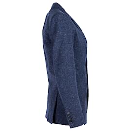 Burberry-Chaqueta de sarga moteada de corte slim en lana azul marino de Burberry-Azul,Azul marino