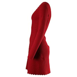Alaïa-Abito Alaïa lavorato a maglia a maniche lunghe in lana rossa-Rosso