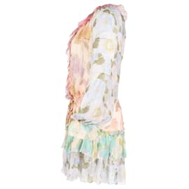 Zimmermann-Zimmermann Leaf Print Ruffled Mini Dress in Multicolor Polyester-Multiple colors