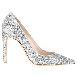 Sophia Webster Rio Pumps aus silbernem Glitzerleder.  Silber Metallisch