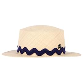 Maison Michel-Maison Michel Straw Fedora Hat in Beige Raffia-Beige