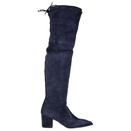 Stuart Weitzman Tieland Knee Boots in Navy Blue Suede Navy blue