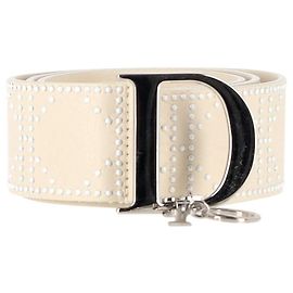 Dior Cannage Belt in Cream Leather White Cream