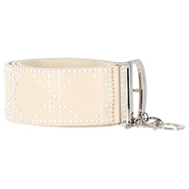 Dior-Cintura Dior Cannage in pelle color crema-Bianco,Crudo