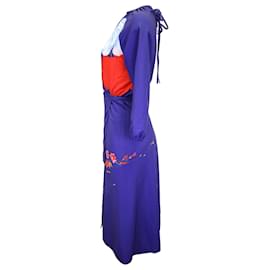 Vêtements-Vestido Midi com Estampa Floral Vetements em Poliamida Azul-Azul